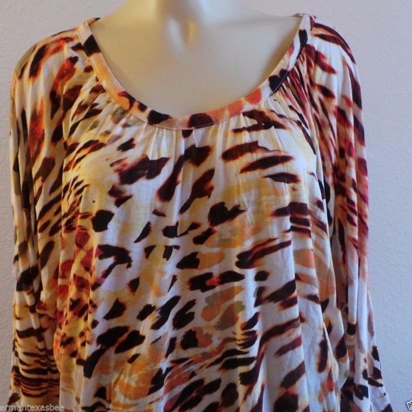 NWT Jennifer Lopez Cold-shoulder Dolman Top animal print romantic safari - Picture 3 of 8